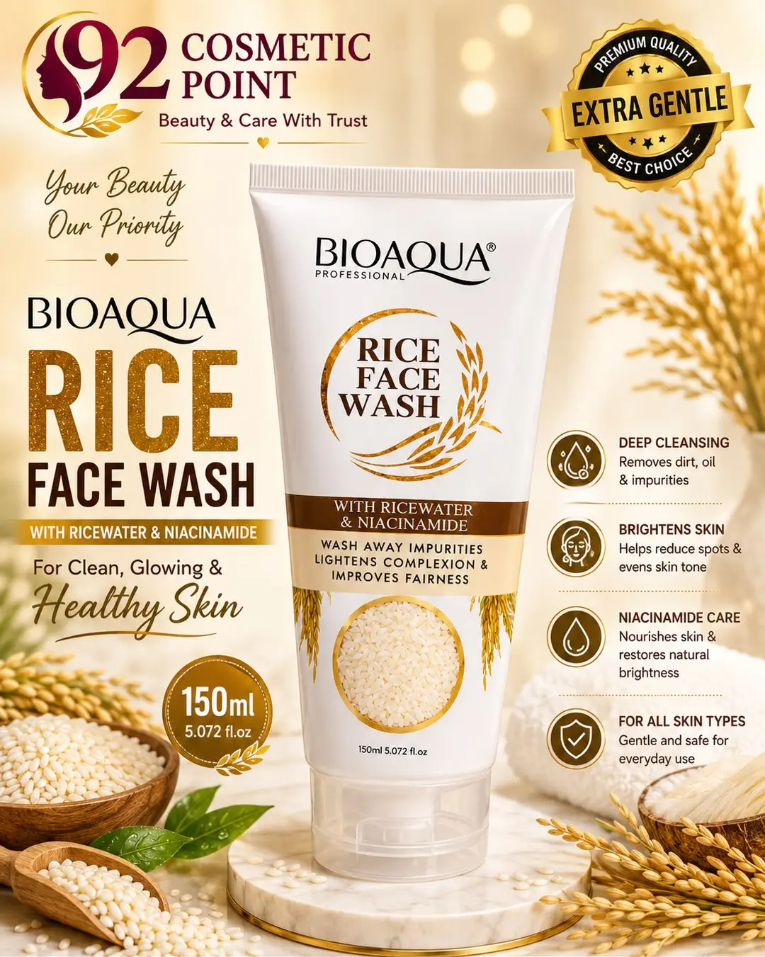 Whitening And Brightening Rice Face Wash 150 Ml