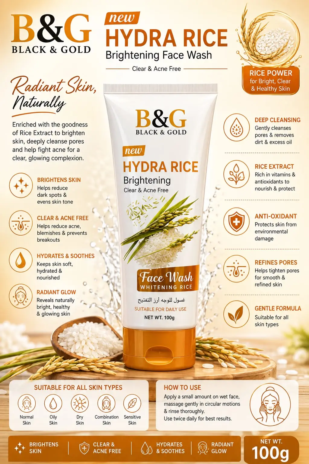 B&G Whitening Facewash 100 Ml