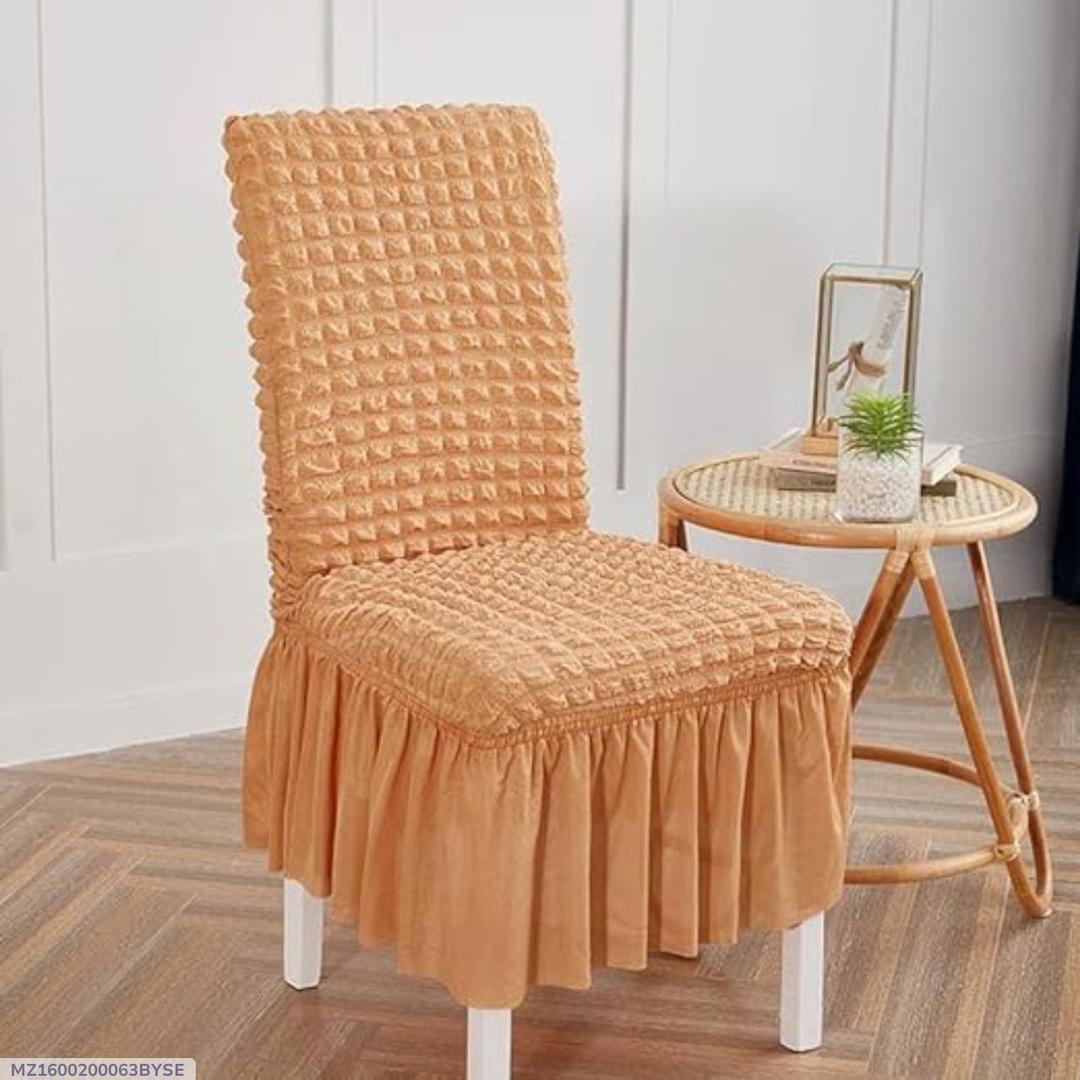 Premium Quality Textured Jersey Chair Covers Golden Set of 6