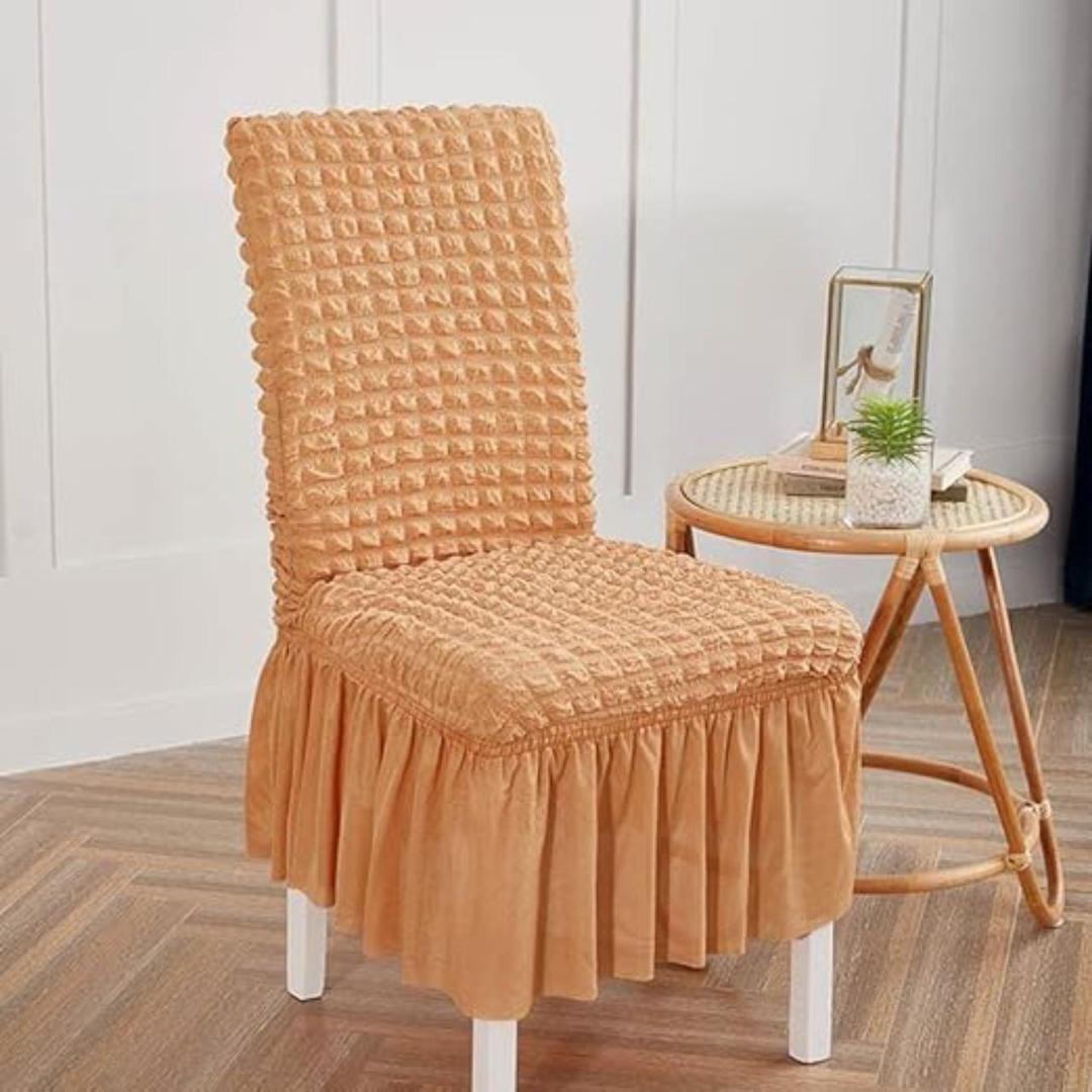 Golden Textured Jersey Chair Covers Set of 2