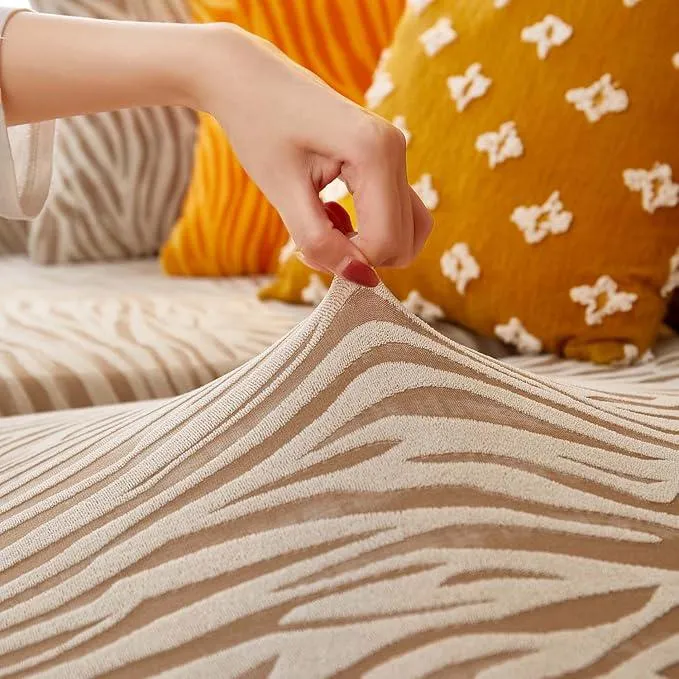 Golden Velvet Textured 5 Seater Sofa Cover