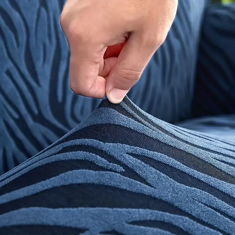Blue Striped Sofa Cover for 3 Seater