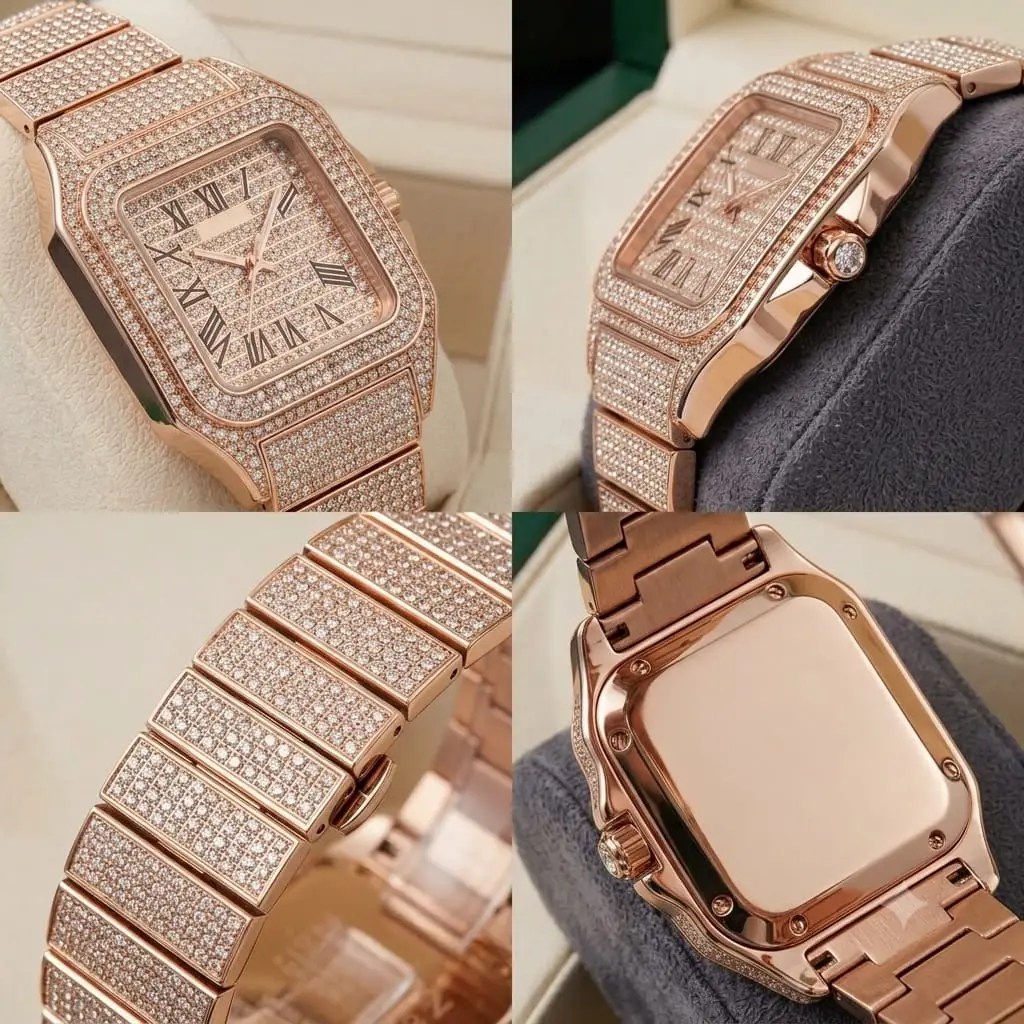 Luxury iced out crystal Dial Watch ( rose gold)