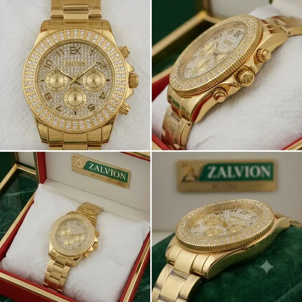 Golden Crystal Roman Dial Couple Watches