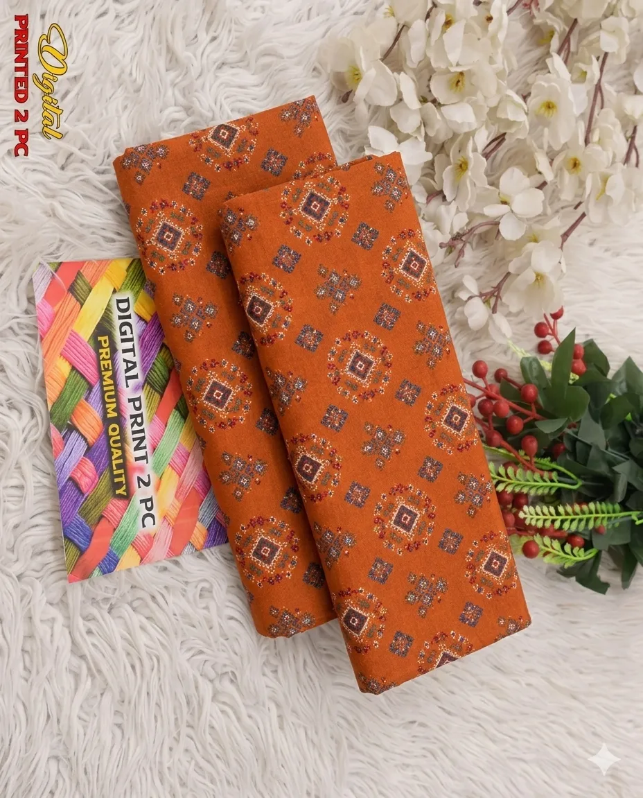 2 Pcs Women's Unstitched Printed Suit