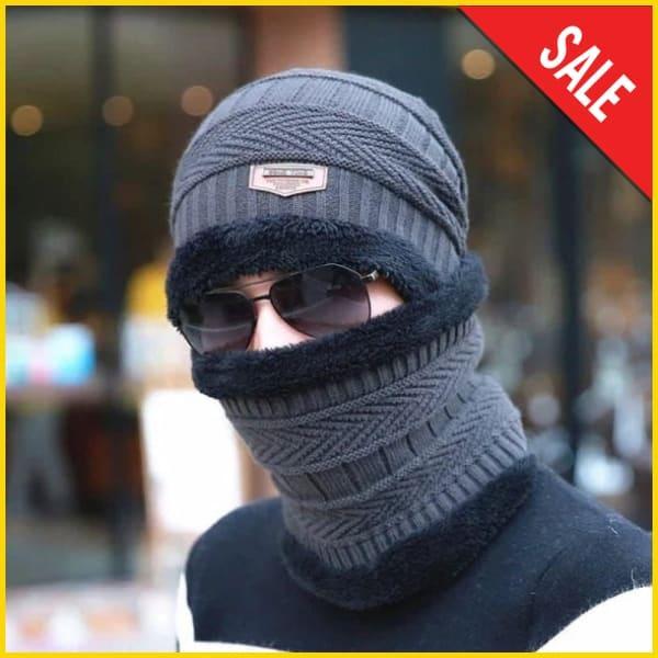 Winter Wool Beanie & Neck Warmer Set for Men Women