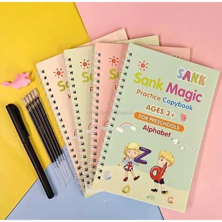 Magic Practice Copybook Set 4 Books, Magic Pen & 10 Ink Refills