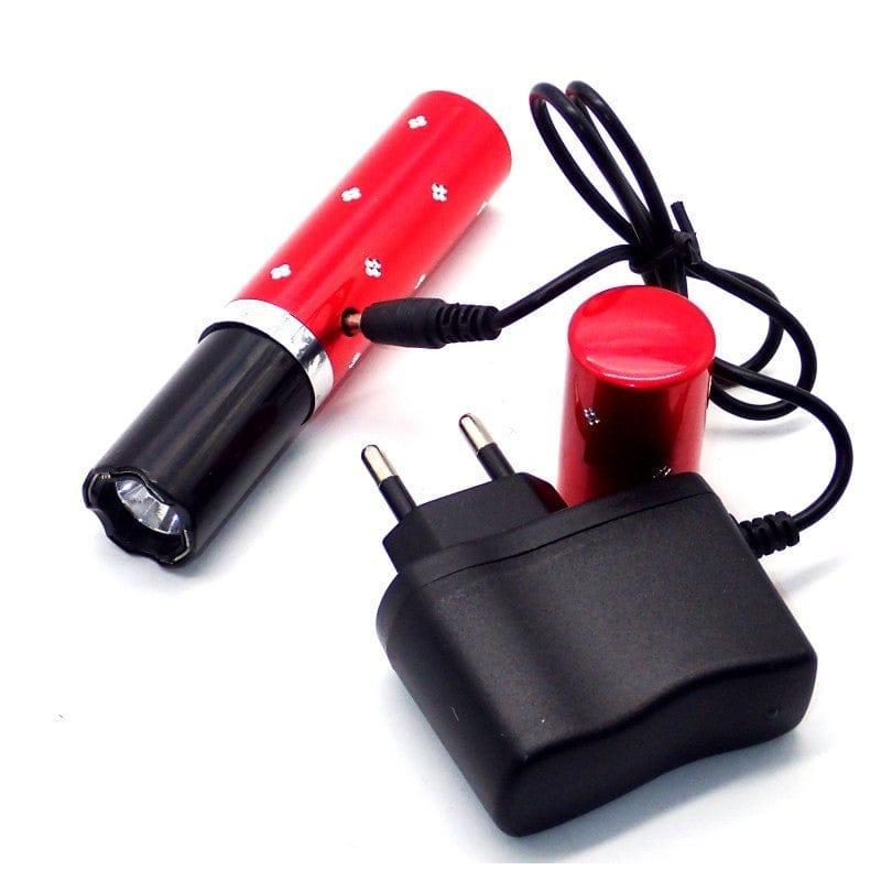 Portable Red Aluminum Stun Gun with Flashlight