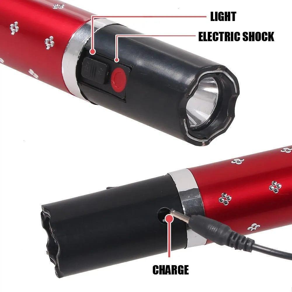 Portable Red Aluminum Stun Gun with Flashlight