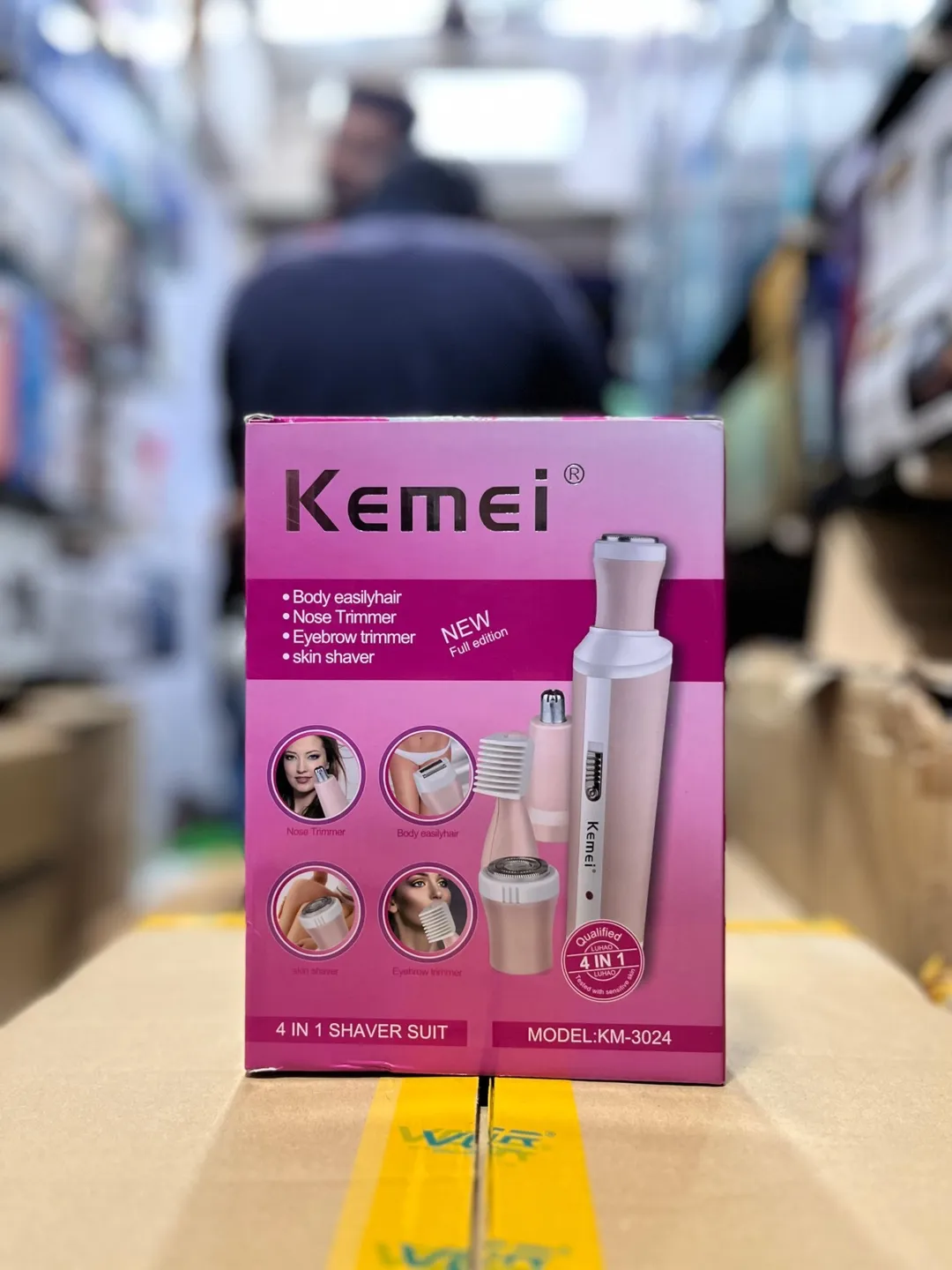 Kemei-3024 4 in 1 Rechargeable Hair Trimmer, Female Grooming kit, Facial Shaver,Eyebrow Trimmer,Bikini Trimmer