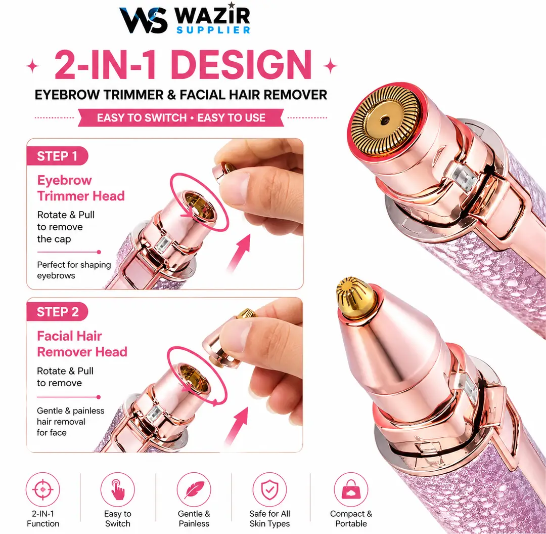 Rechargeable Women's Eyebrows & Facial Hair Trimmer