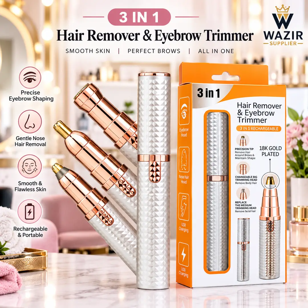 Rechargeable 3 In 1 Women's Eyebrows & Facial Hair Trimmer