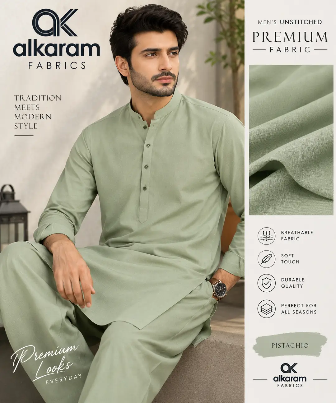 Men’s Unstitched Wool Plain Suit