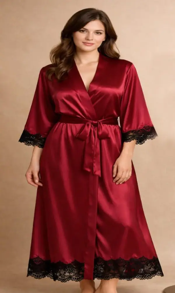 Silk Plain Comfortable And Lightweight Nightwear Set