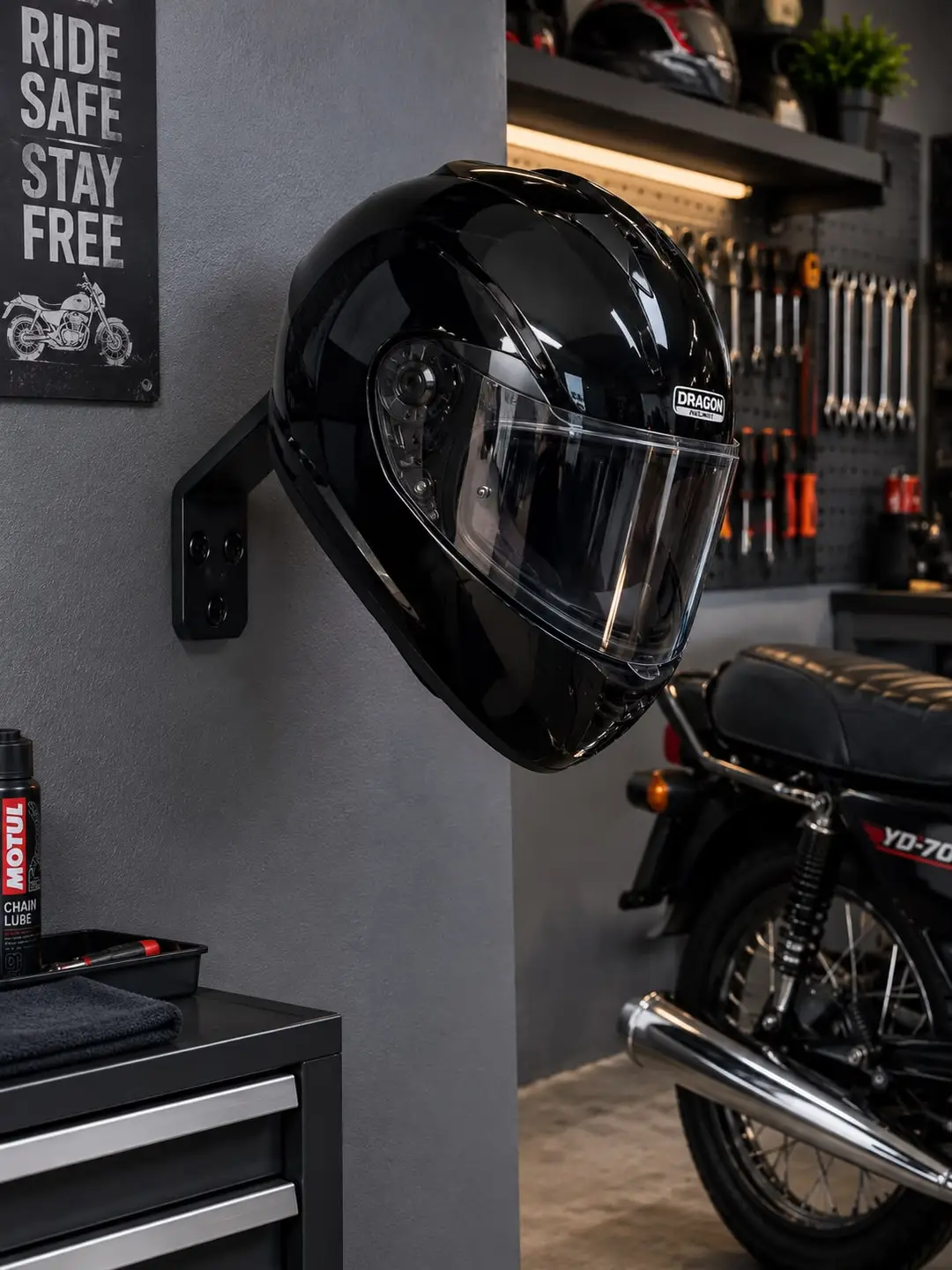 Metal Helmet Holder Wall Mounted Heavy Helmet Organizer