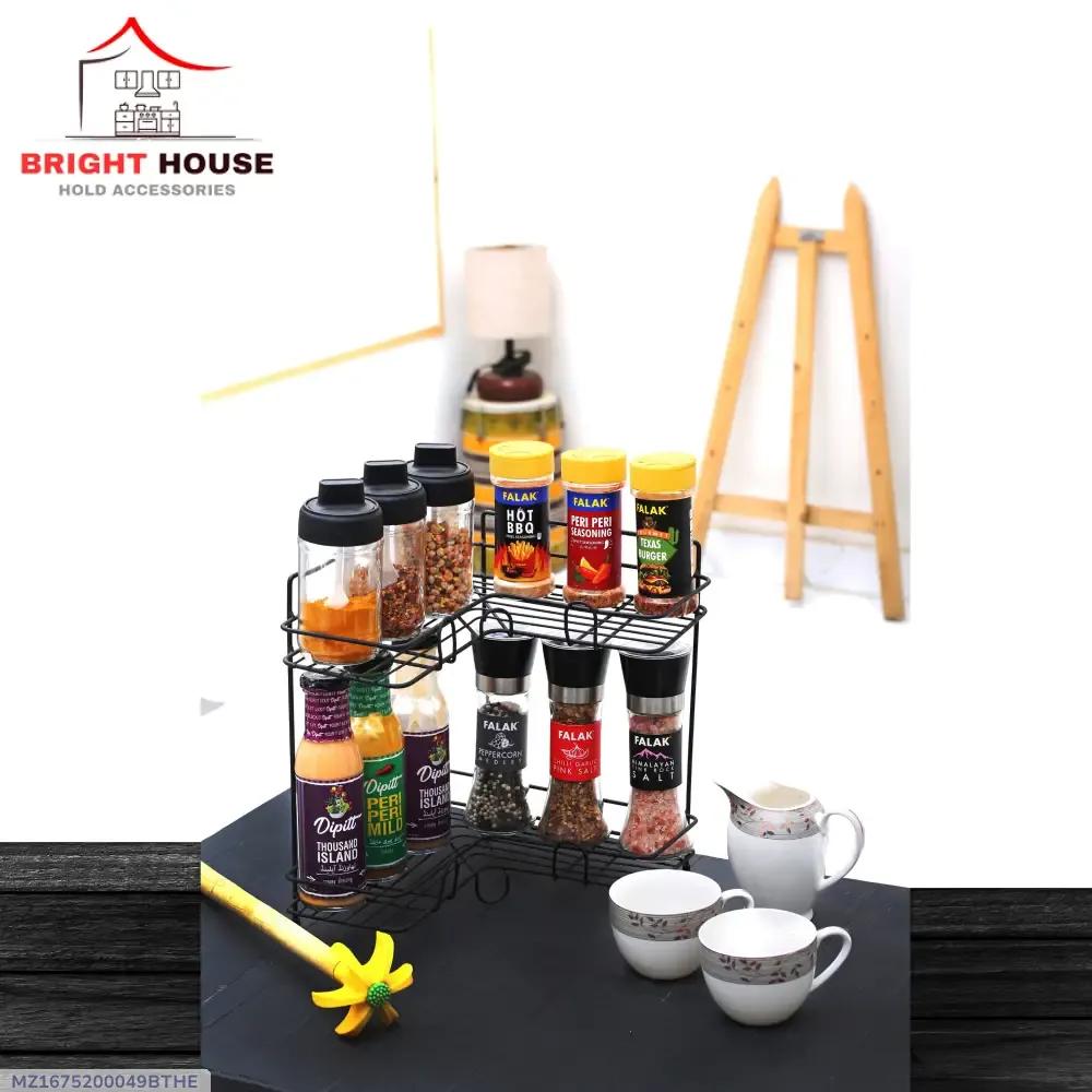 Black Metal Spices Rack for Kitchen Living Room RV