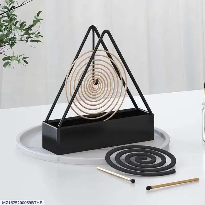 Modern Black Metal Mosquito Coil Stand for Home & Patio