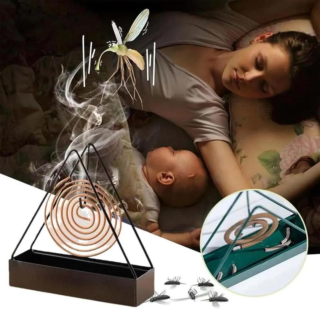 Modern Black Metal Mosquito Coil Stand for Home & Patio