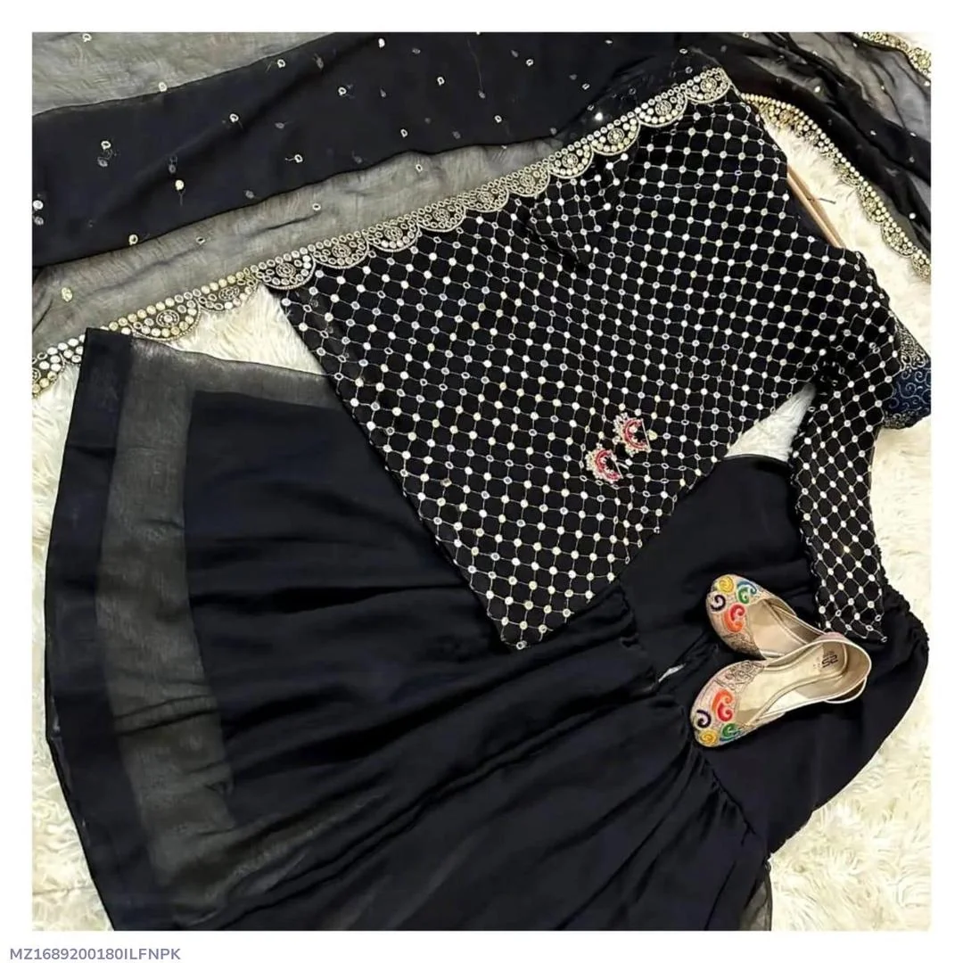 Black Mirror Work 3Pcs Women Suit Party Wear