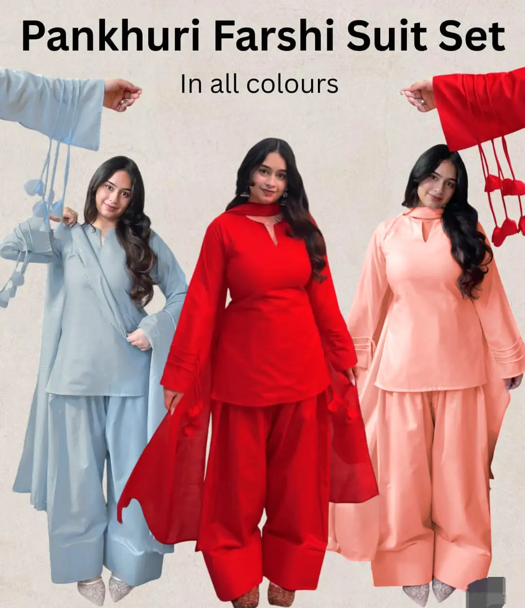 3 Pcs Women's Stitched Linen Plain Suit