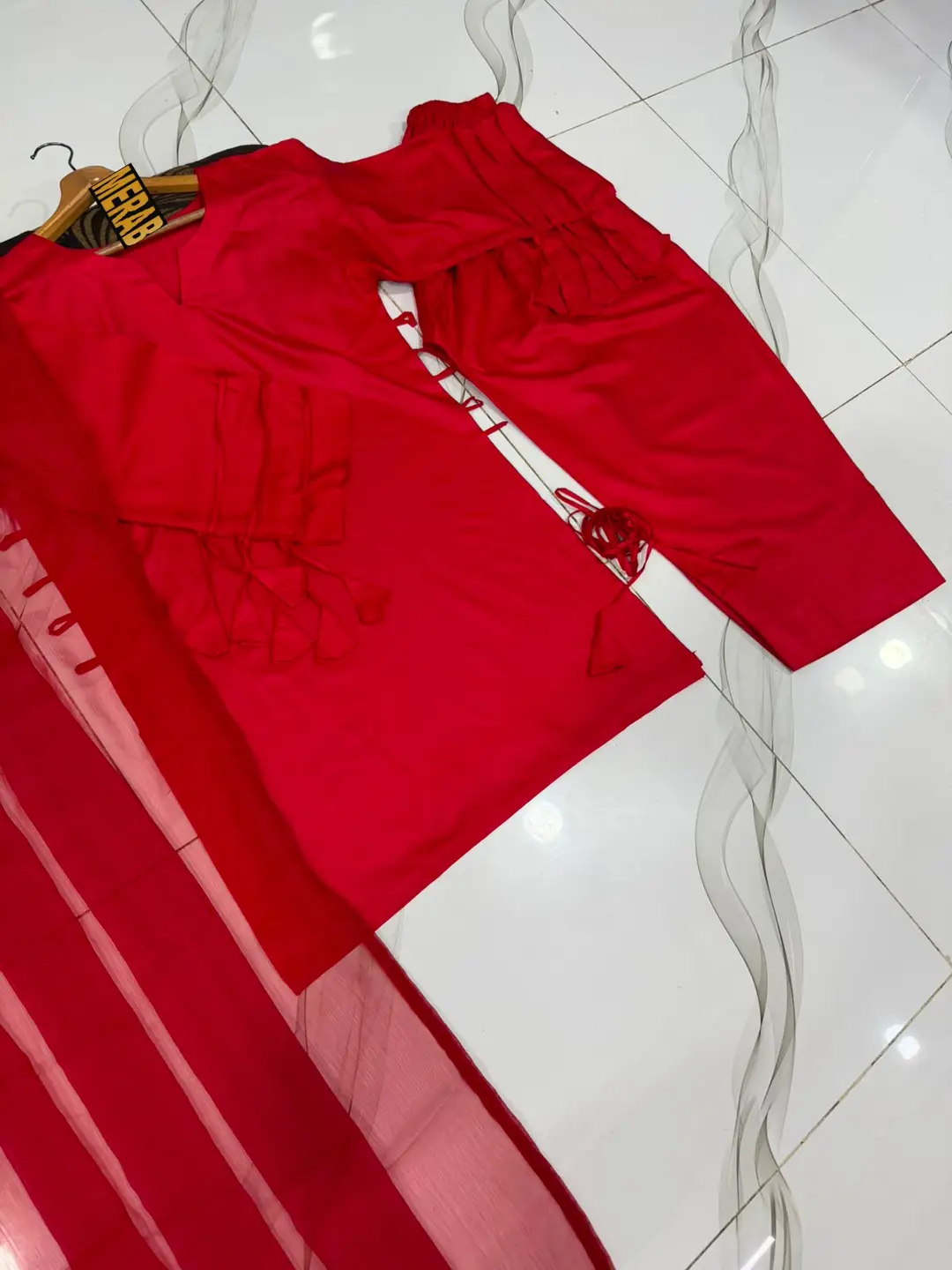 3 Pcs Women's Stitched Linen Plain Suit