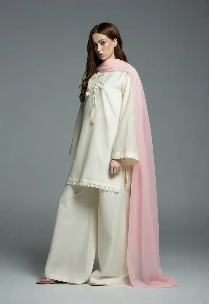 3 Pcs Women's Stitched Cotton Embroidered Suit