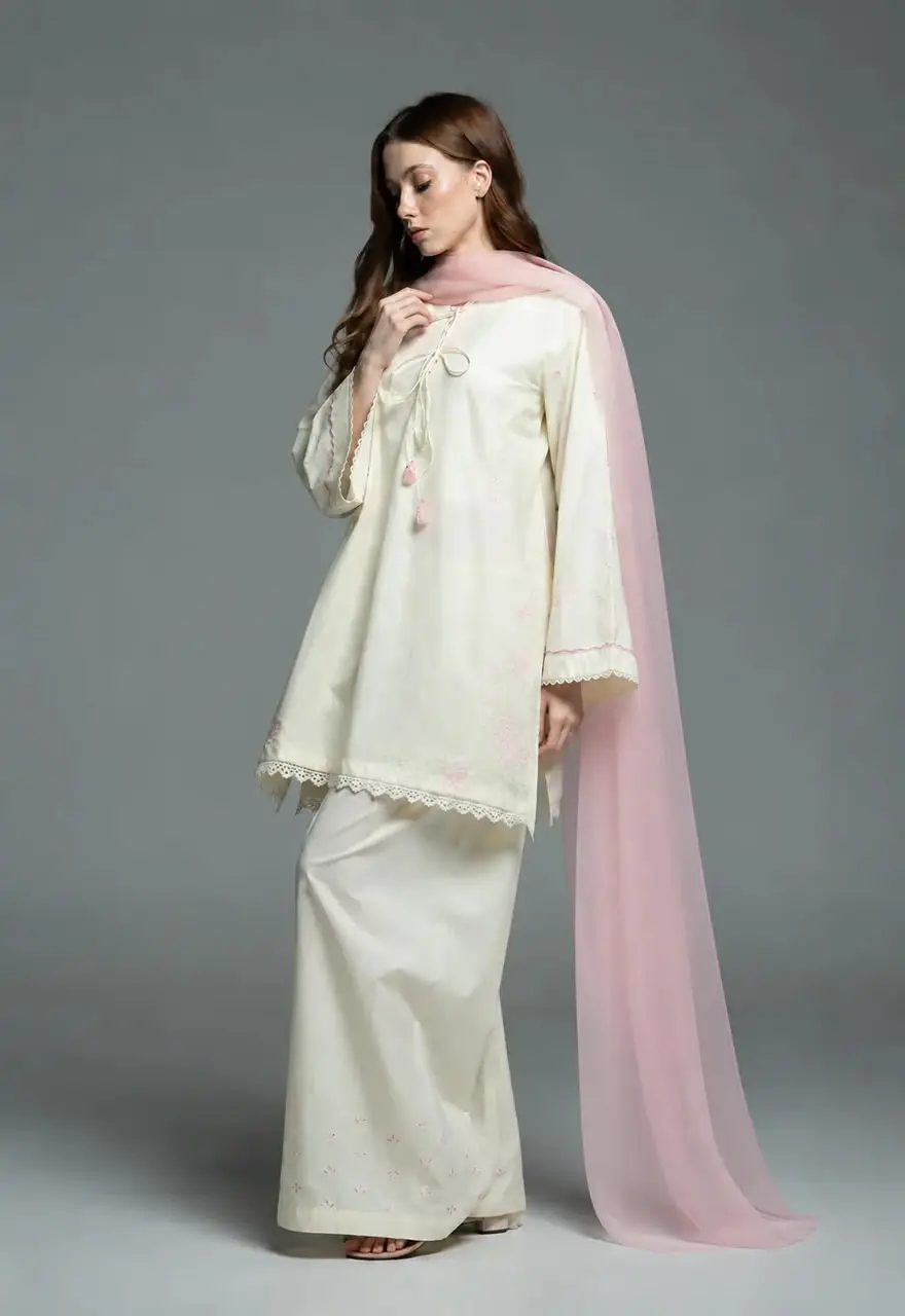 3 Pcs Women's Stitched Cotton Embroidered Suit