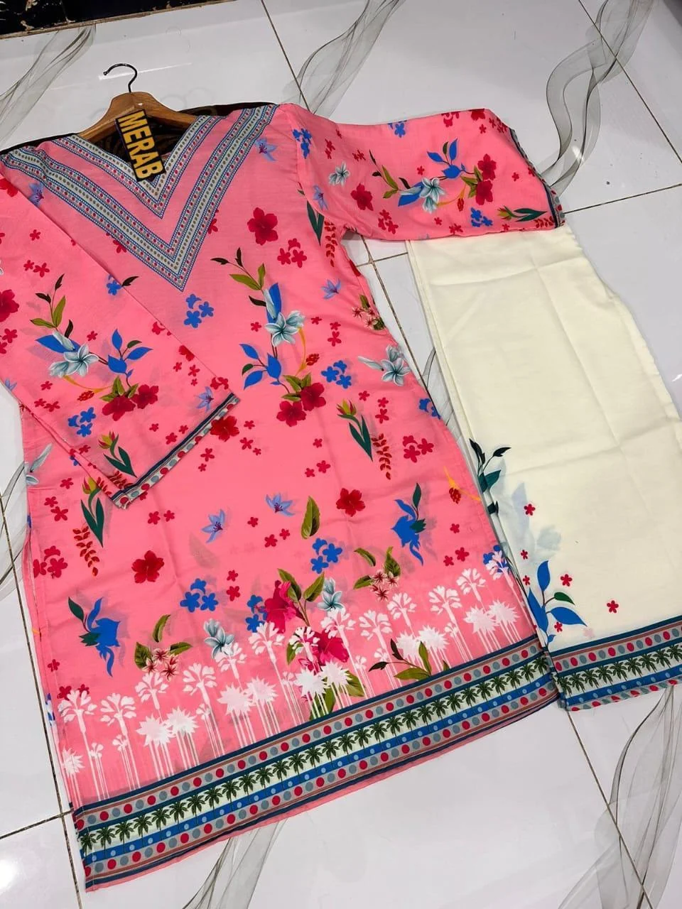 2 Pcs Women's Stitched Printed Co-Ord Set