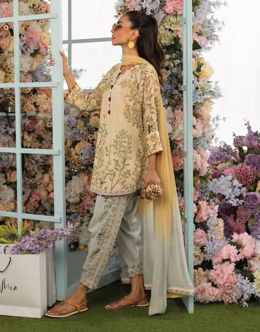 2 Pcs Women's Stitched Swiss Lawn Printed Co-Ord Set