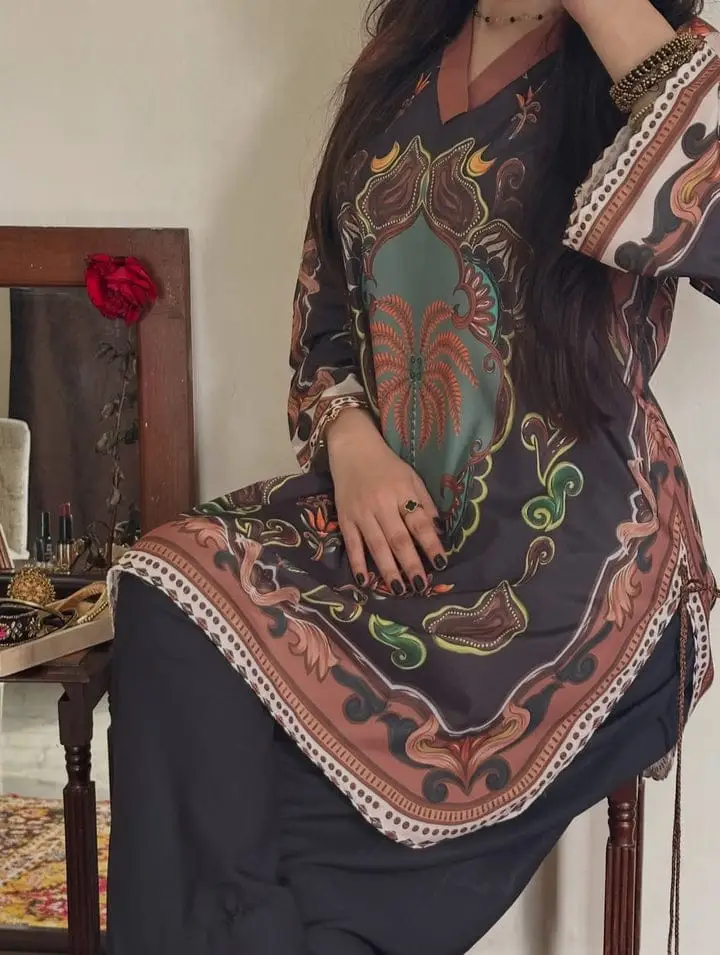 2 Pcs Women's Stitched Swiss Lawn Printed Co-Ord Set