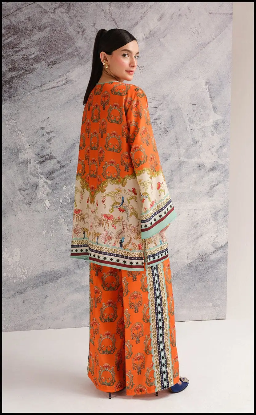 2 Pcs Women's Stitched Swiss Lawn Printed Co-Ord Set