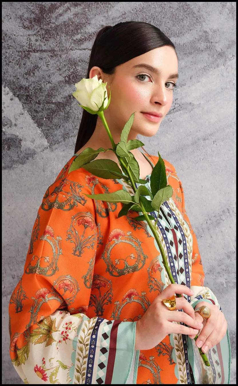 2 Pcs Women's Stitched Swiss Lawn Printed Co-Ord Set
