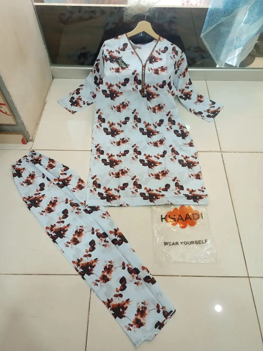 2 Pcs Women's Stitched Lawn Printed Shirt And Trouser