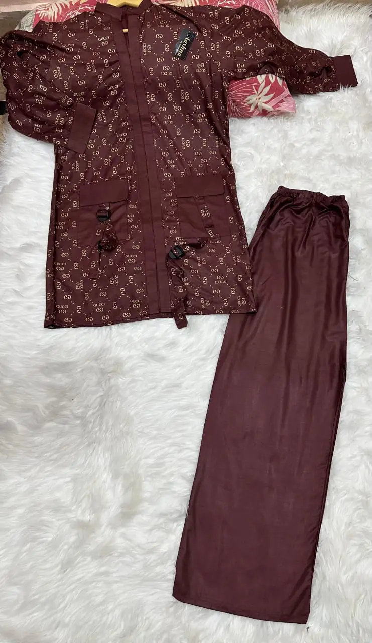 2 Pcs Women's Stitched Linen Printed Shirt And Trouser