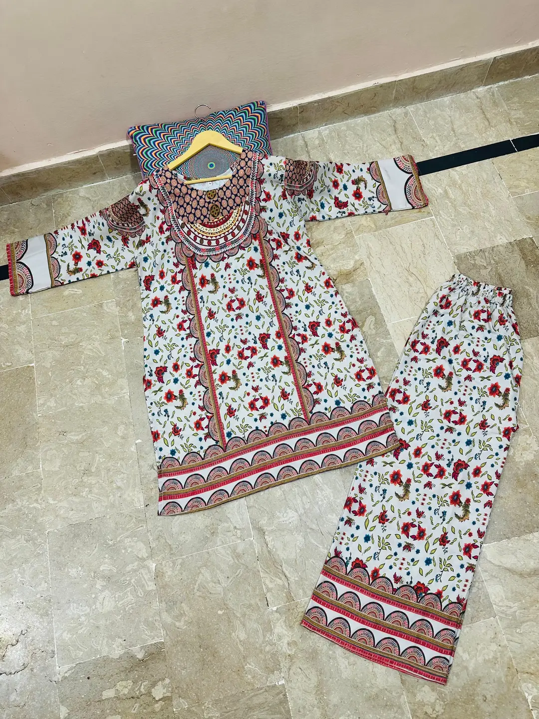 2 Pcs Women's Stitched Swiss Lawn Printed Co-Ord Set