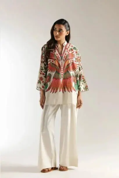 2 Pcs Women's Stitched Swiss Lawn Printed Co-Ord Set