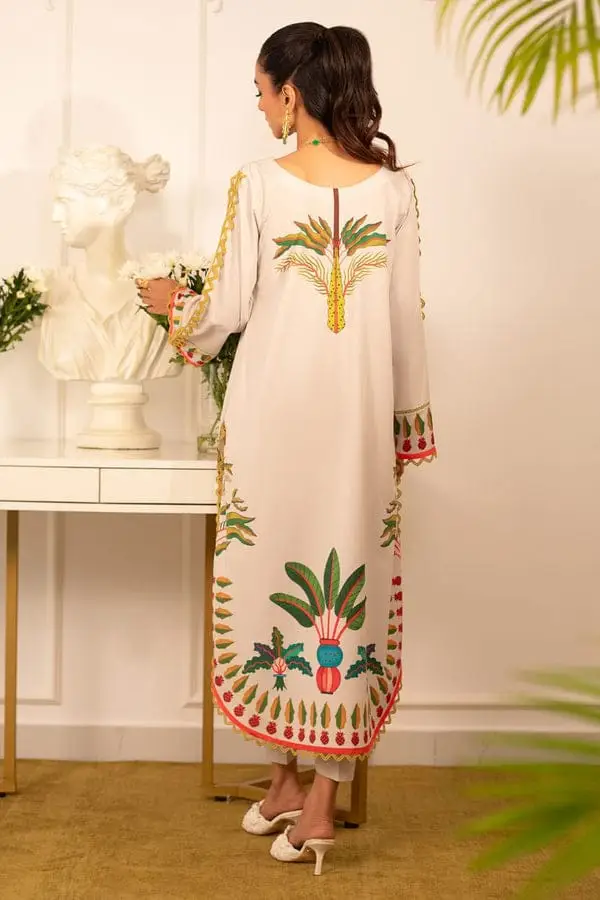 2 Pcs Women's Stitched Swiss Lawn Printed Co-Ord Set