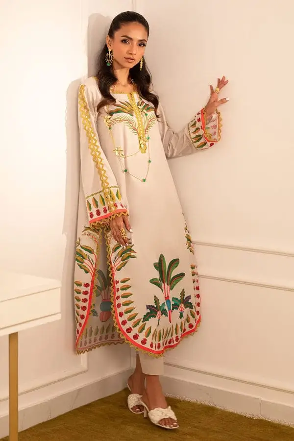 2 Pcs Women's Stitched Swiss Lawn Printed Co-Ord Set