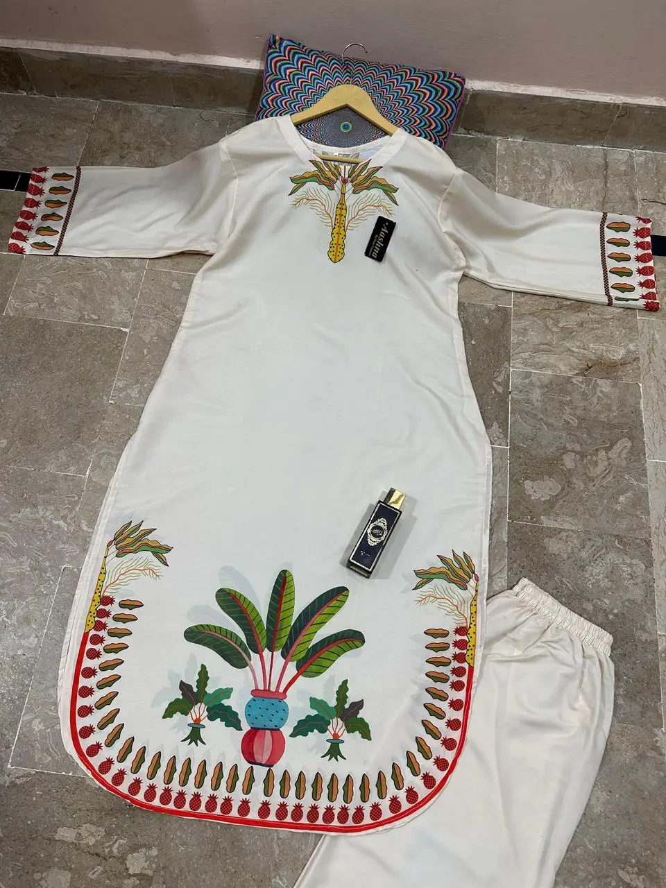 2 Pcs Women's Stitched Swiss Lawn Printed Co-Ord Set