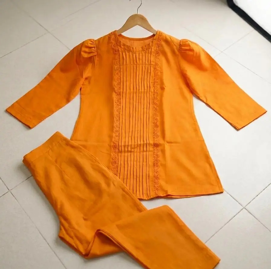 2 Pcs Women's Stitched Georgette Plain Shirt And Trouser