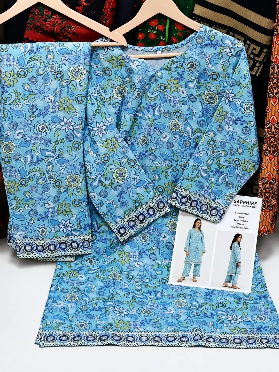 2 Pcs Women's Stitched Lawn Printed Shirt And Trouser