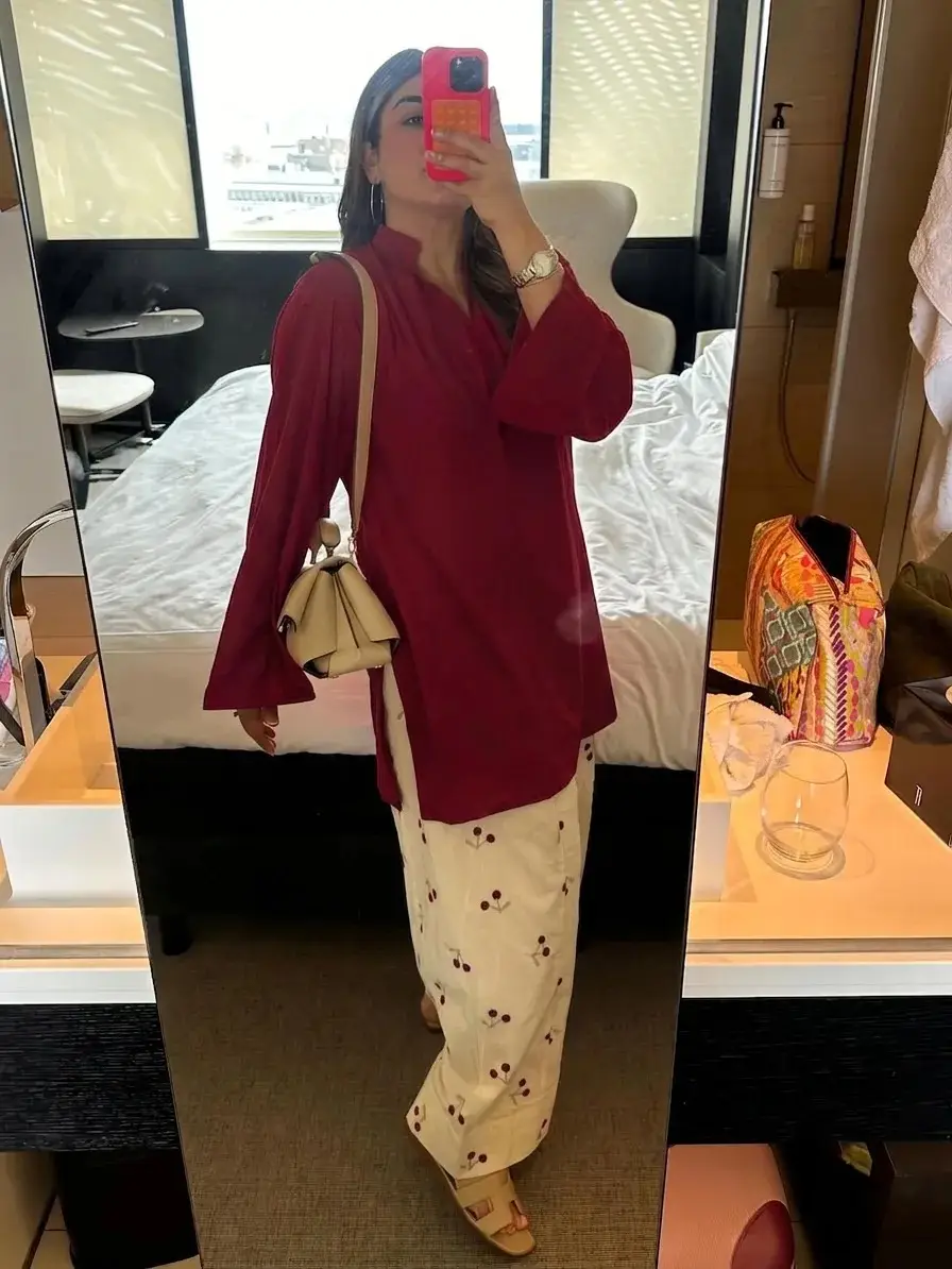 2 Pcs Women's Stitched Cotton Plain Shirt And Trouser