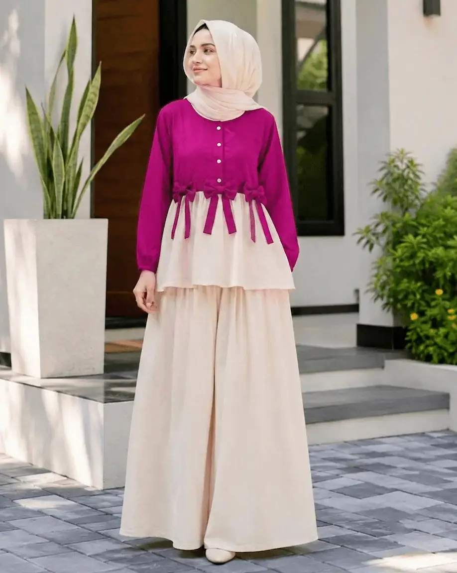 2 Pcs Women's Stitched Cotton Plain Shirt And Trouser