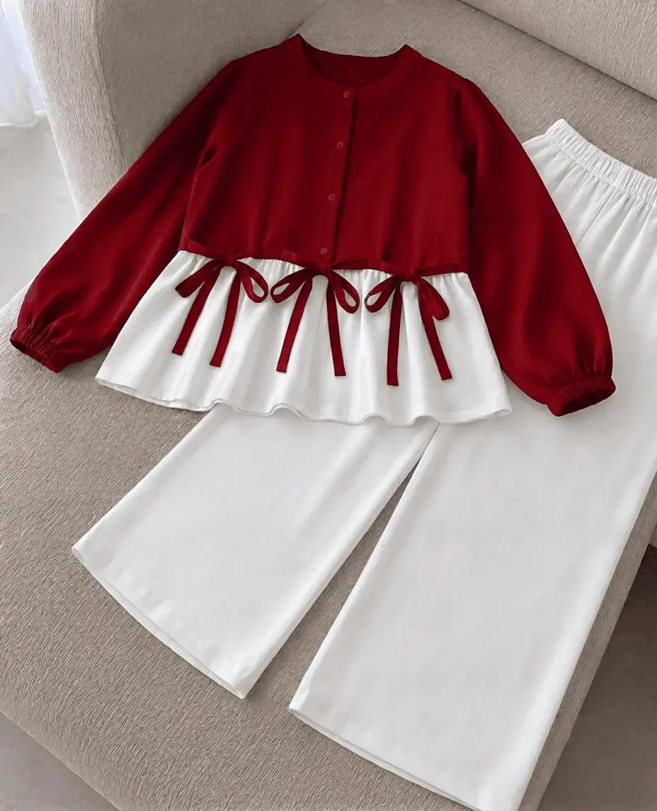 2 Pcs Women's Stitched Cotton Plain Shirt And Trouser