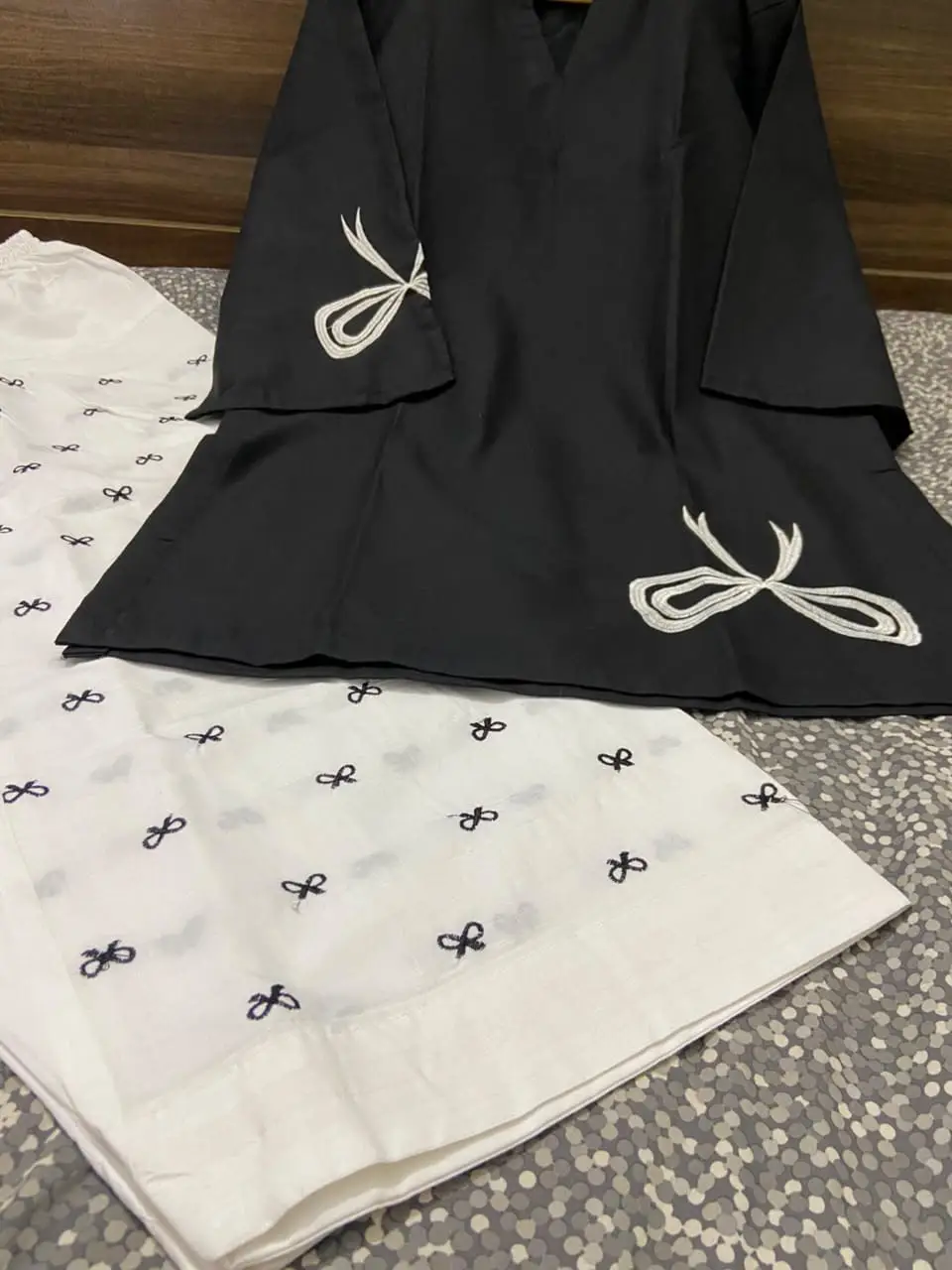 2 Pcs Women's Stitched Cotton Embroidered Shirt And Trouser
