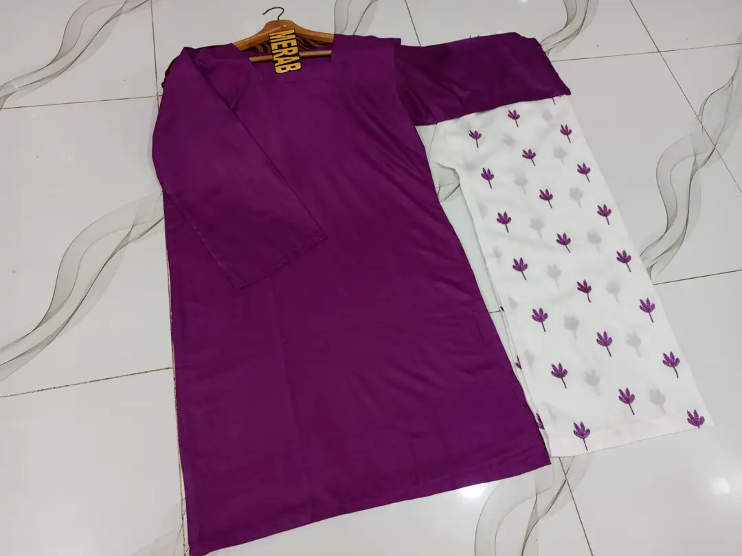 2 Pcs Women's Stitched Linen Embroidered Shirt And Trouser