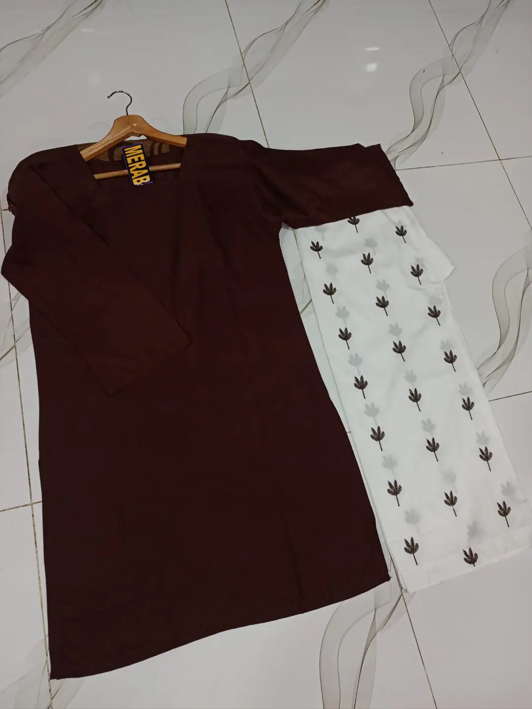 2 Pcs Women's Stitched Linen Embroidered Shirt And Trouser