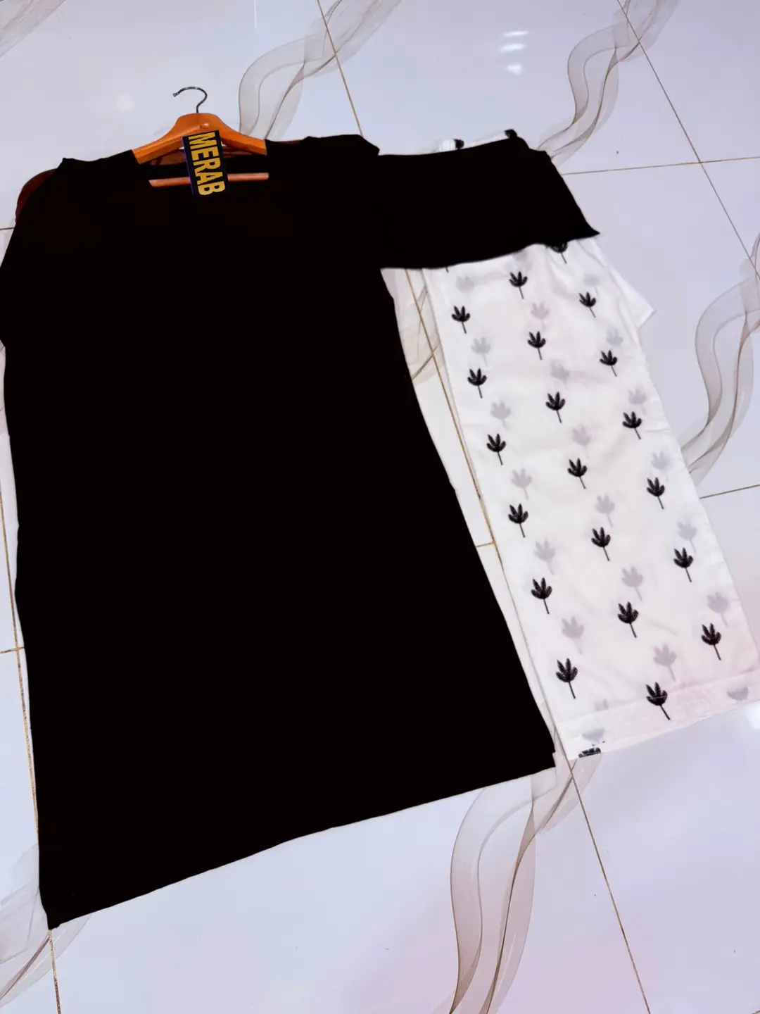 2 Pcs Women's Stitched Linen Embroidered Shirt And Trouser