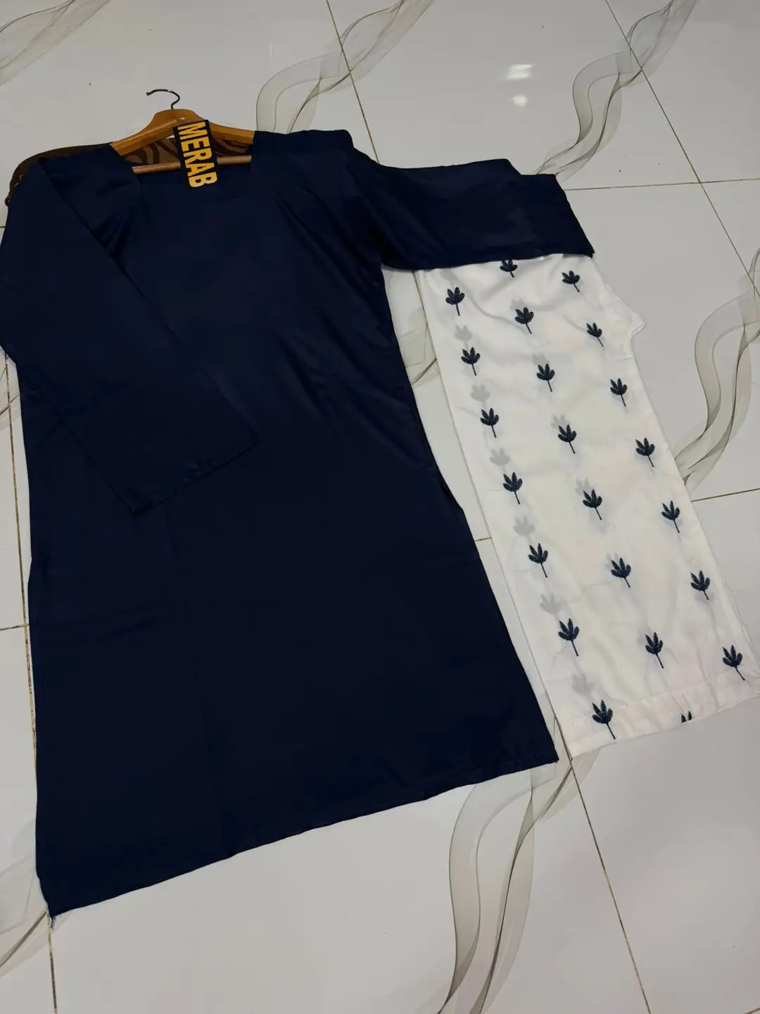 2 Pcs Women's Stitched Linen Embroidered Shirt And Trouser