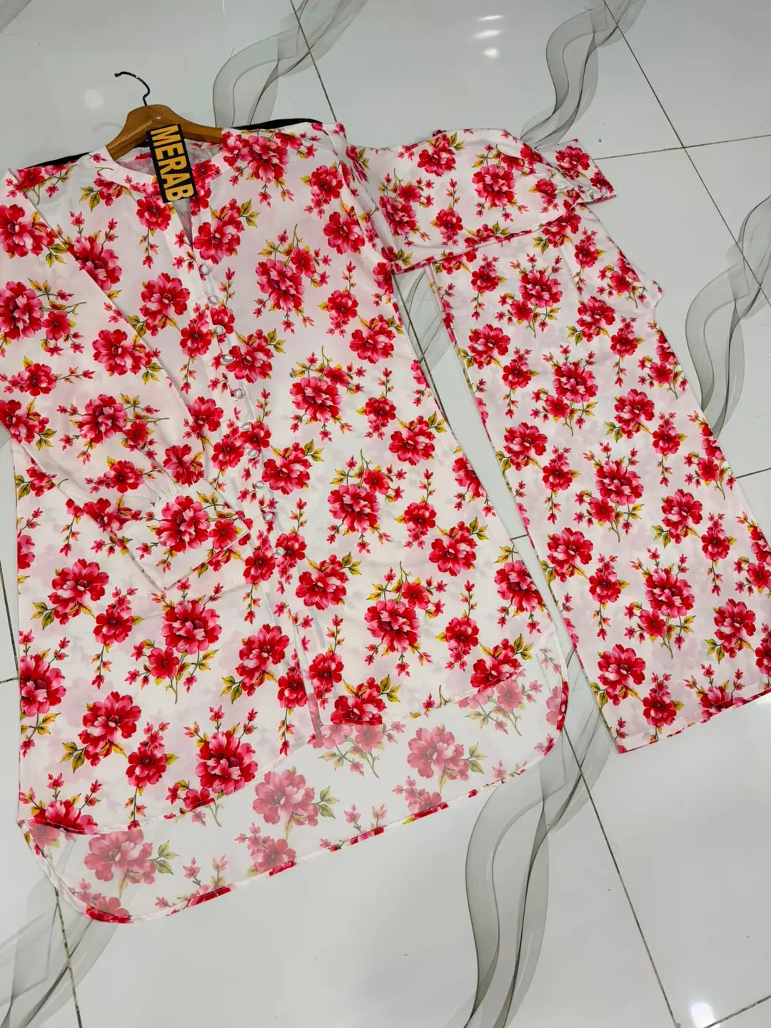 2 Pcs Women's Stitched Swiss Lawn Printed Co-Ord Set